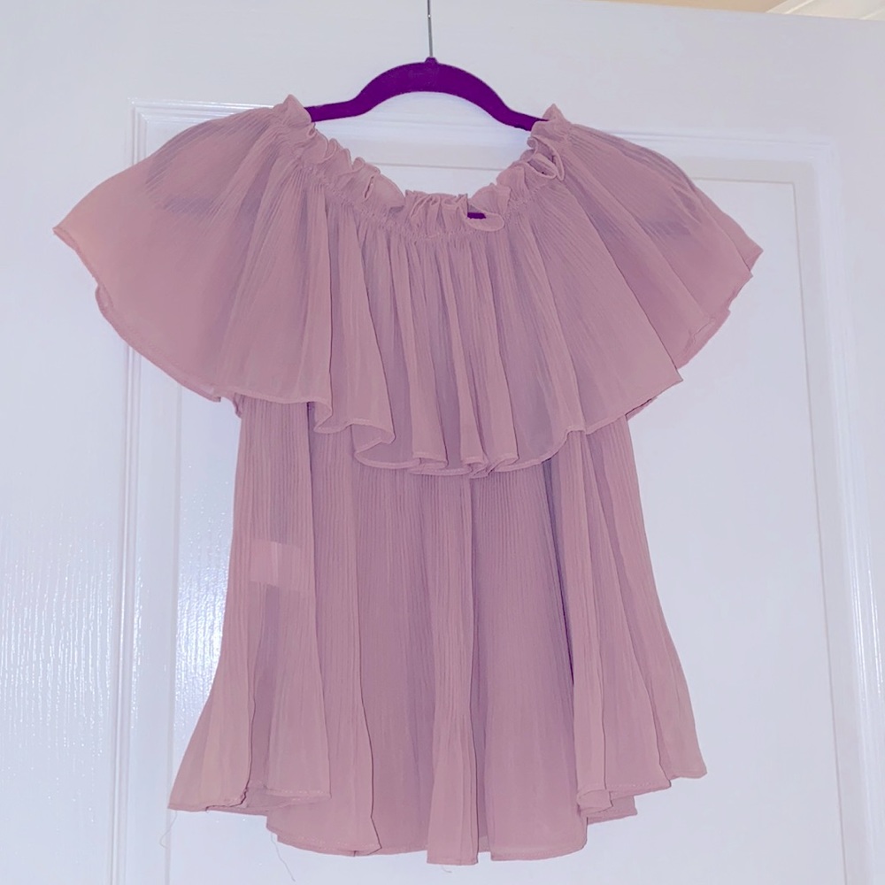 Strapless Over-the-shoulder Light Pink Top